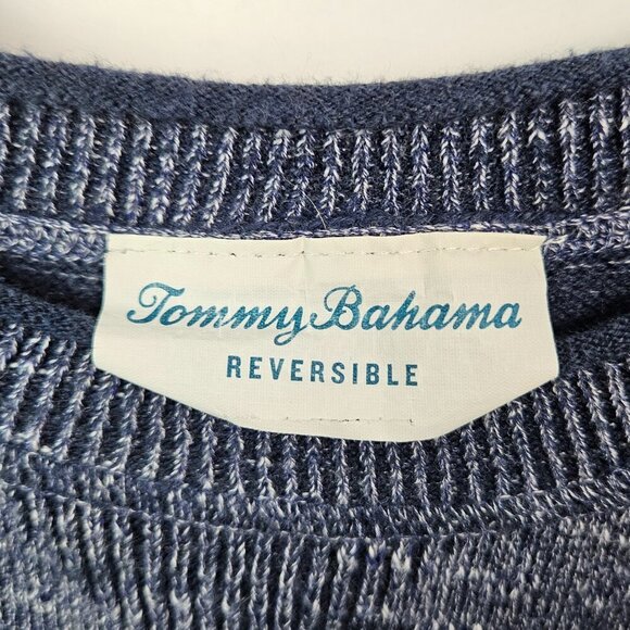 Tommy Bahama Di Sabbia Flip Reversible Crew Sweater Blue Swell - Picture 3 of 4